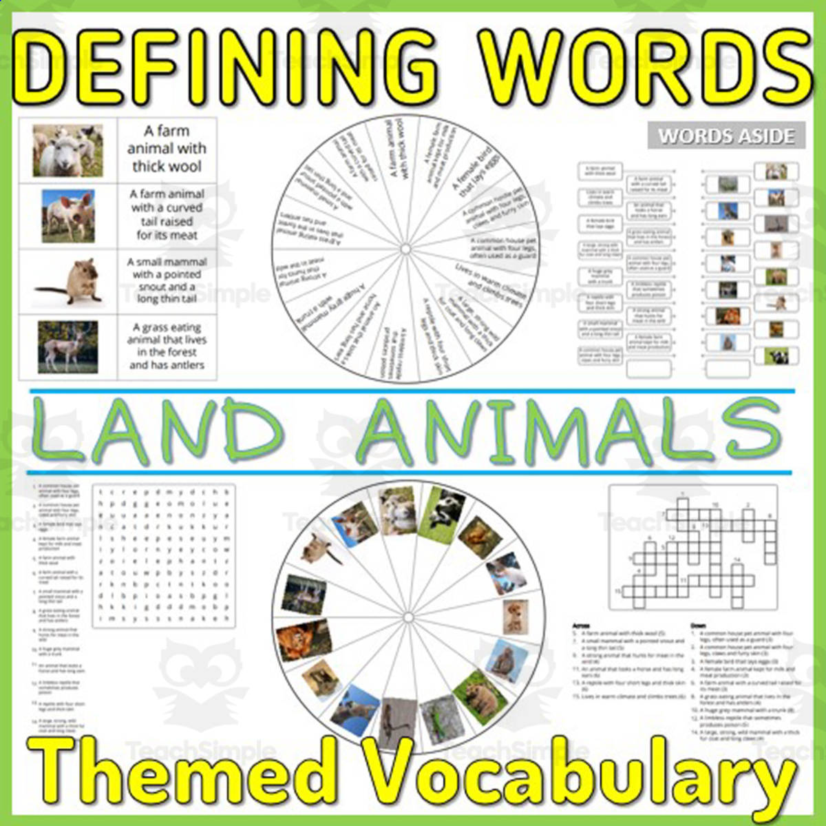An educational teaching resource from WORDS ASIDE entitled Reading Writing Games | Word Definitions 24 downloadable at Teach Simple.
