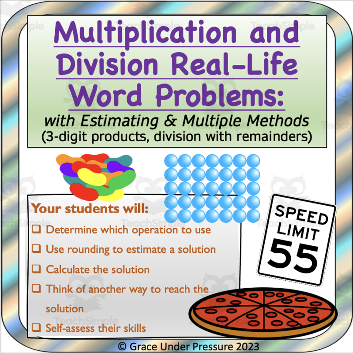 An educational teaching resource from Grace Under Pressure entitled Real-Life Long Division & Multiplication Problems downloadable at Teach Simple.