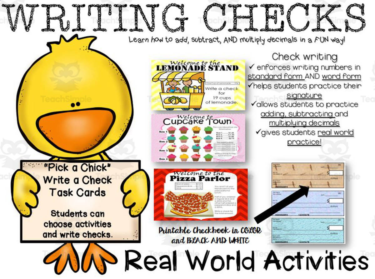 An educational teaching resource from Big Apple Teaching entitled Real World Math: Writing Checks and Menus downloadable at Teach Simple.