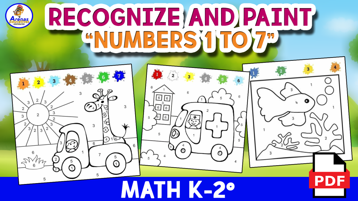 An educational teaching resource from EDITORIAL LAURA EDUCA entitled RECOGNIZE THE NUMBERS 1 TO 7 - Math for Kids downloadable at Teach Simple.