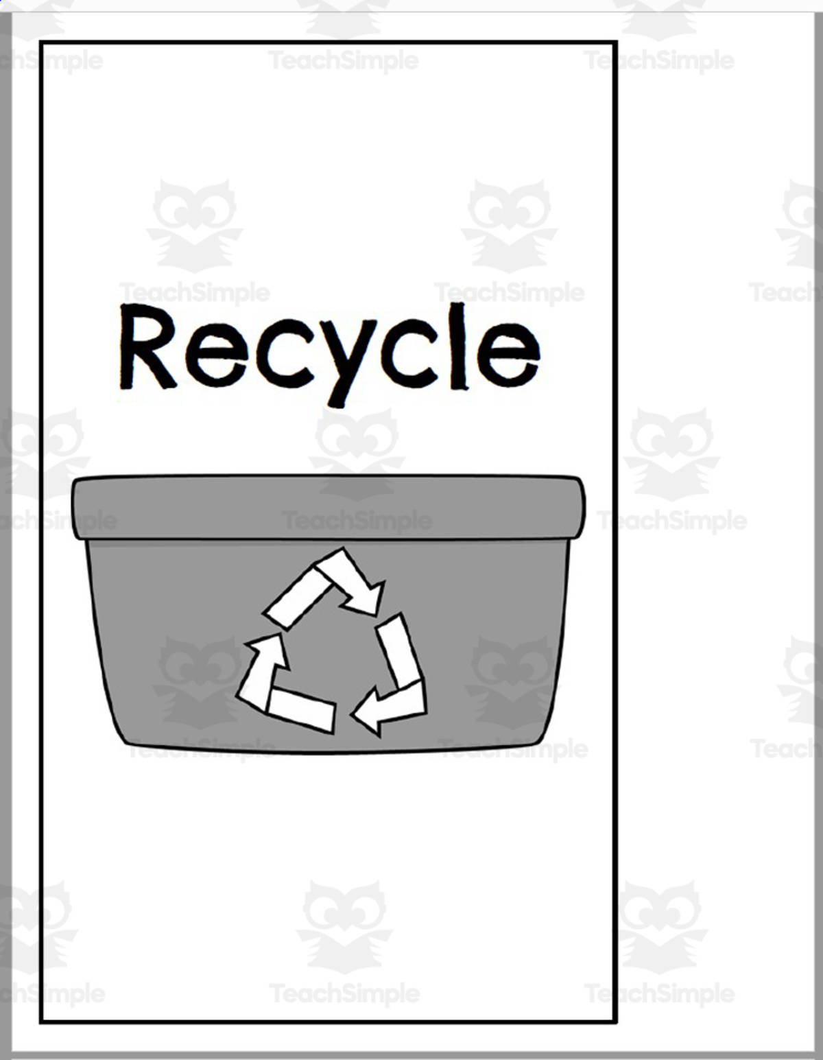 An educational teaching resource from Rodriguez's Resources entitled Reduce Reuse Recycle downloadable at Teach Simple.