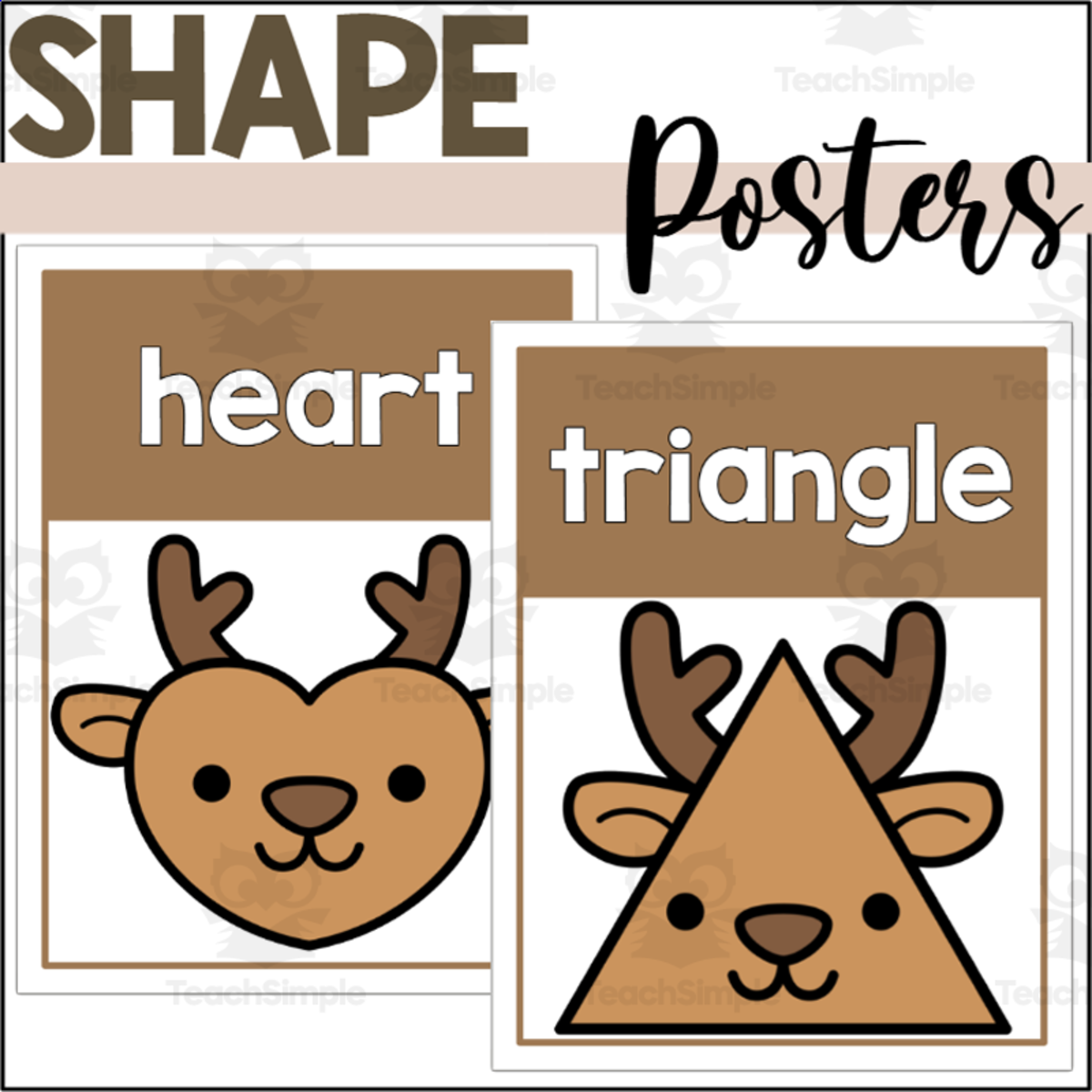 An educational teaching resource from The Connett Connection entitled Reindeer 2D Shape Posters downloadable at Teach Simple.