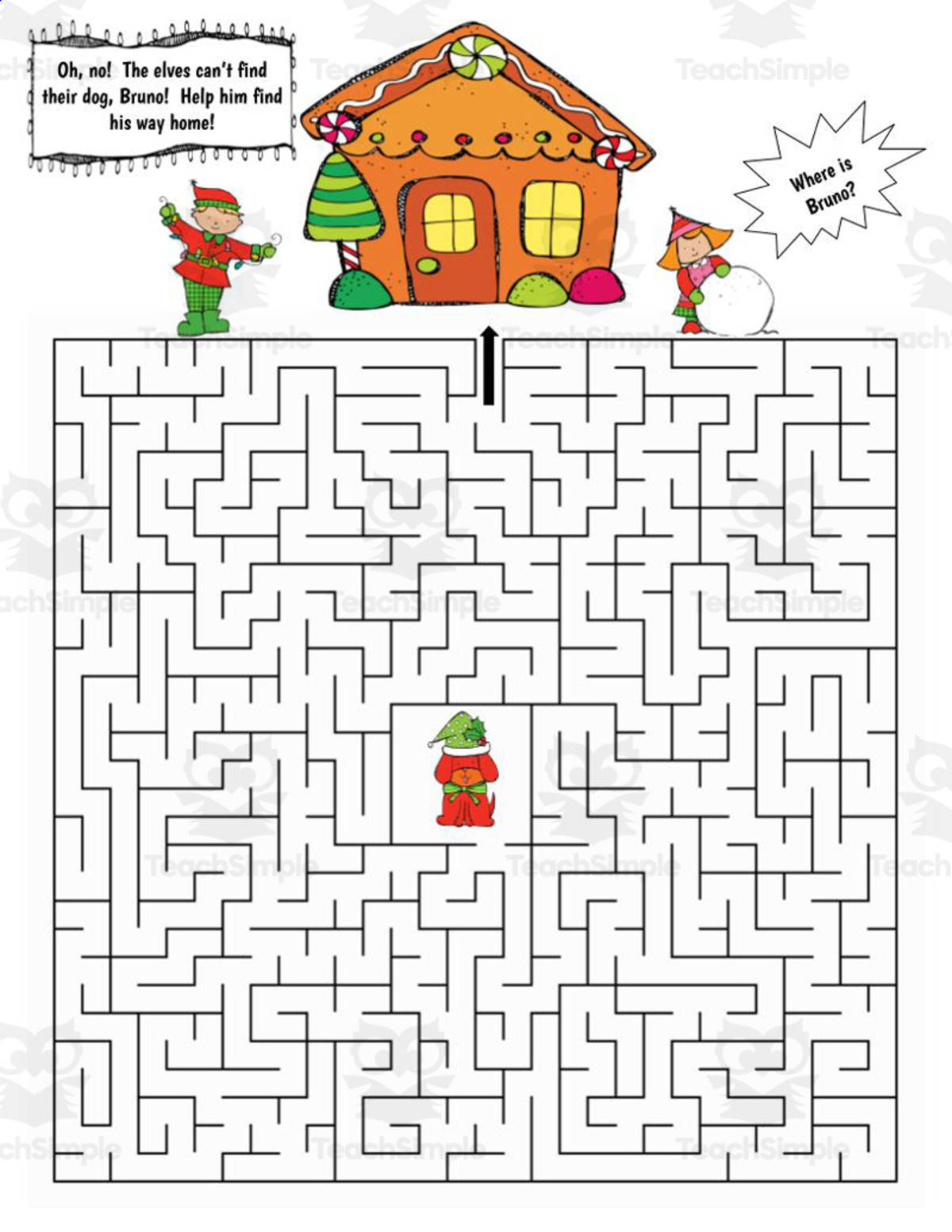 An educational teaching resource from Hook Learn and Tinker entitled Reindeer Maze downloadable at Teach Simple.