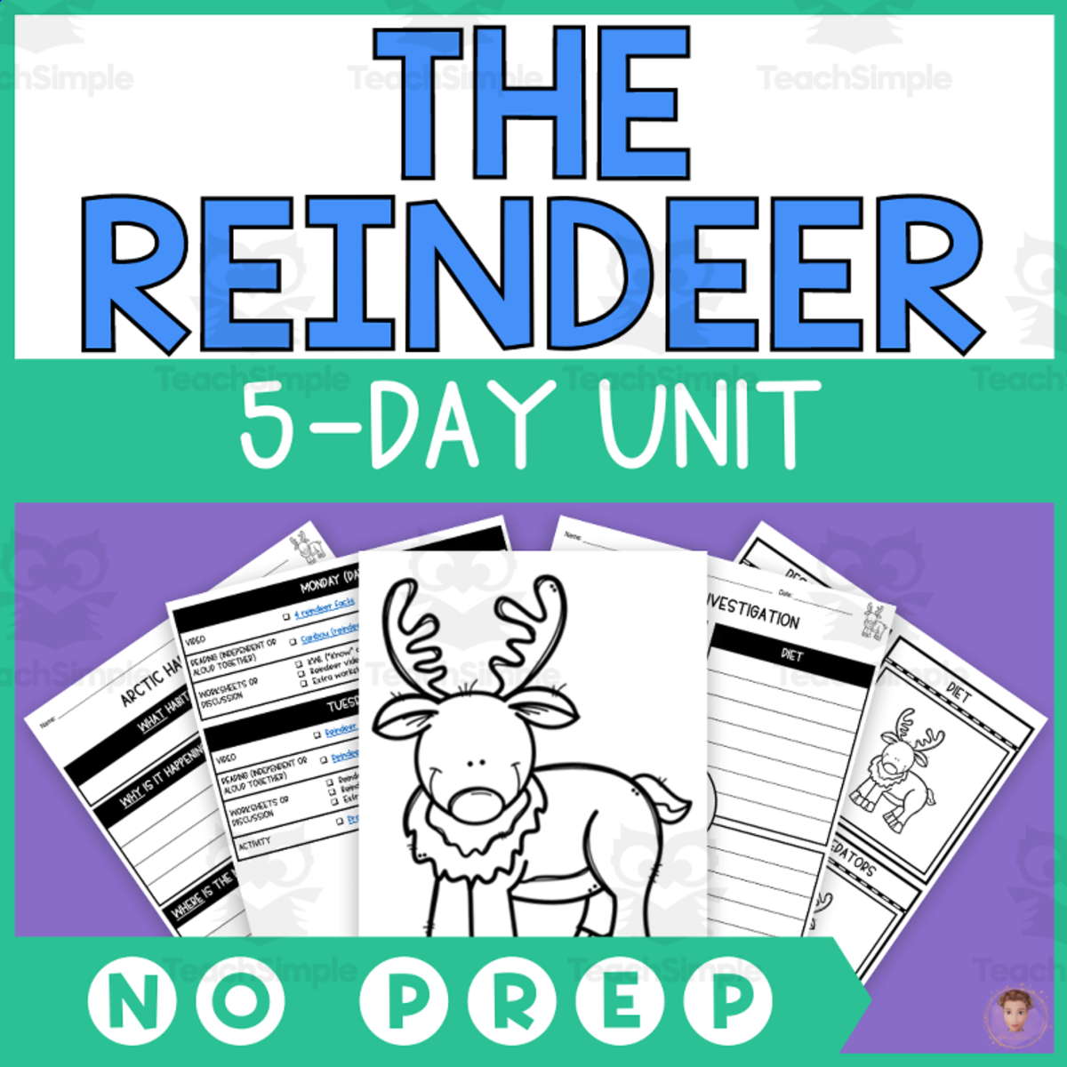 An educational teaching resource from Heather Huhman entitled Reindeer Unit Study (Arctic Animals Lesson Plan, Videos, Activities) downloadable at Teach Simple.