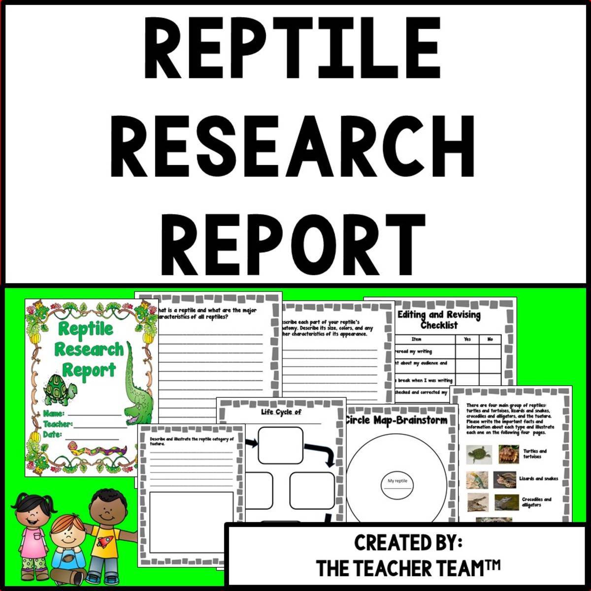 An educational teaching resource from The Teacher Team entitled Reptiles | Reptile Research Report downloadable at Teach Simple.
