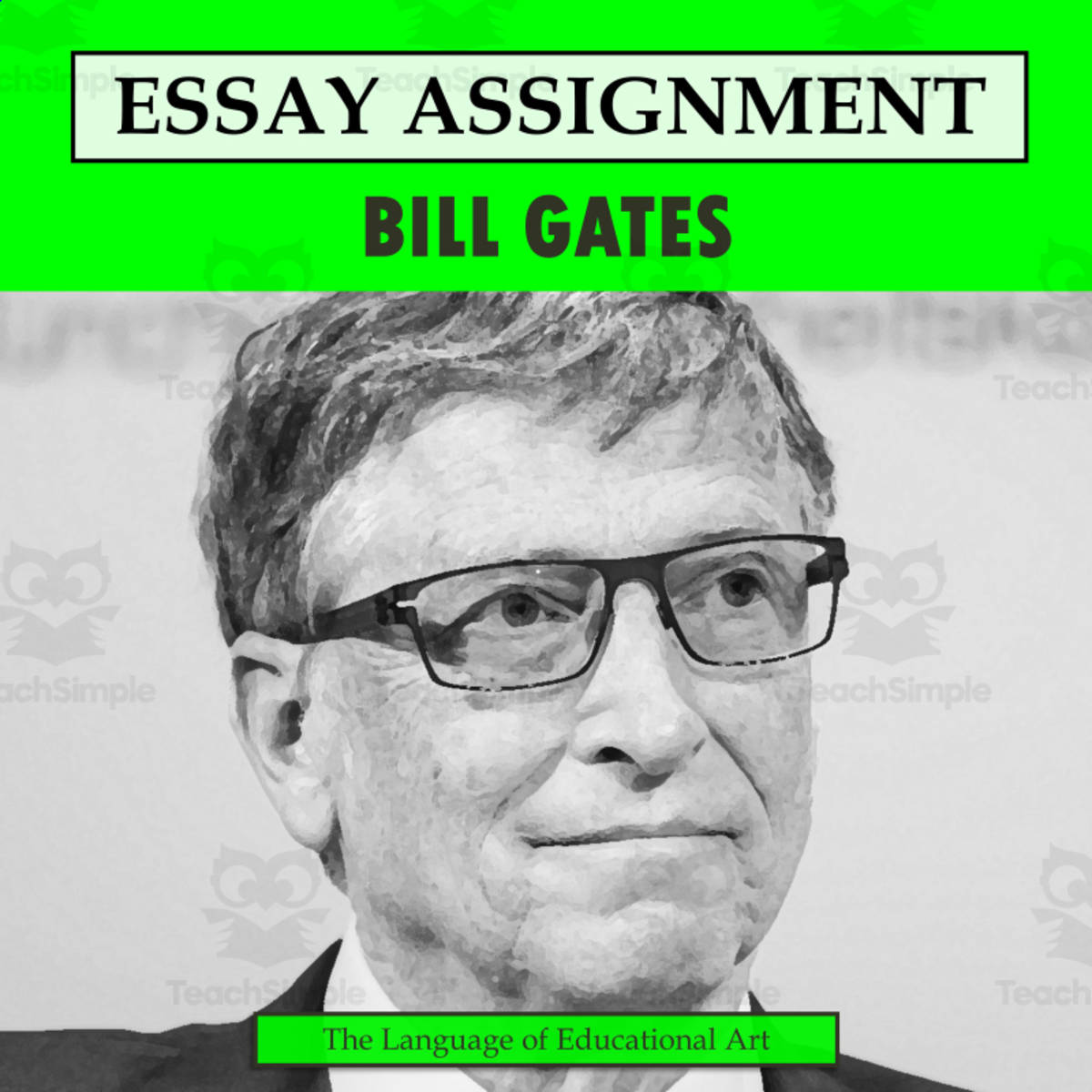 An educational teaching resource from The Language of Educational Art, LLC entitled Research Organizer & Essay Assignment: Bill Gates downloadable at Teach Simple.