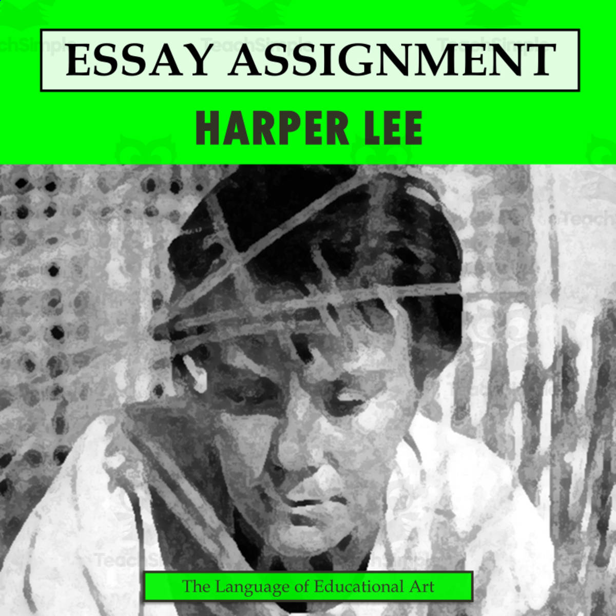 An educational teaching resource from The Language of Educational Art, LLC entitled Research Organizer & Essay Assignment: Harper Lee downloadable at Teach Simple.
