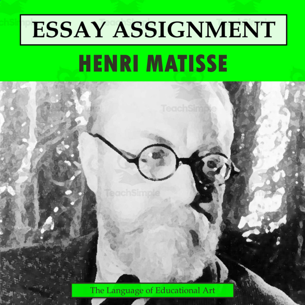 An educational teaching resource from The Language of Educational Art, LLC entitled Research Organizer & Essay Assignment: Henri Matisse downloadable at Teach Simple.