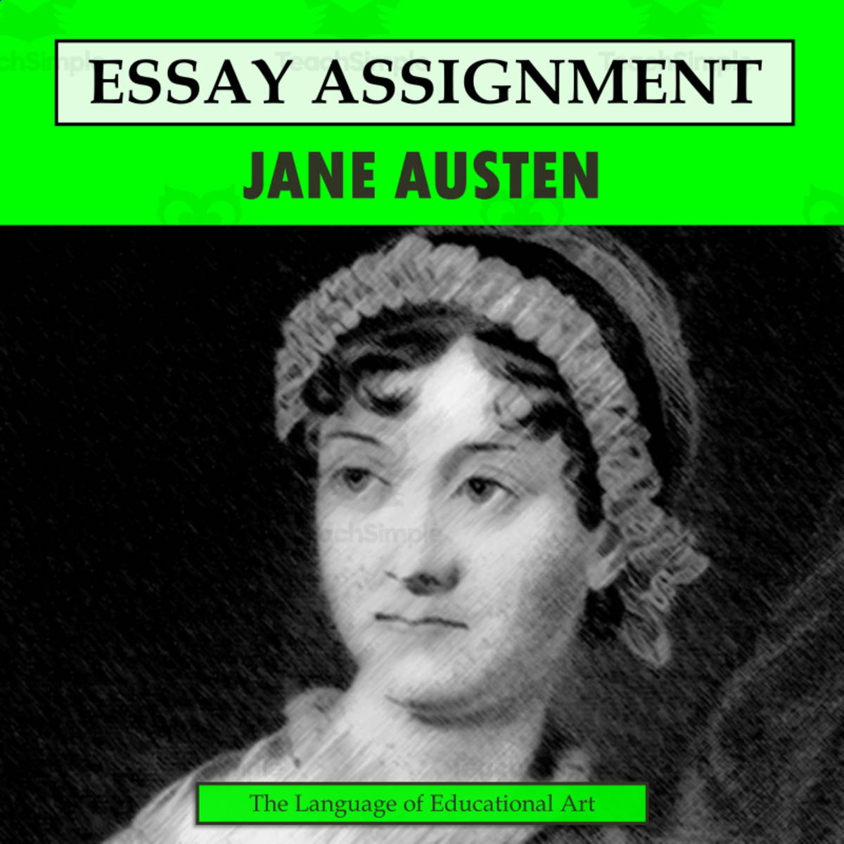 An educational teaching resource from The Language of Educational Art, LLC entitled Research Organizer & Essay Assignment: Jane Austen downloadable at Teach Simple.