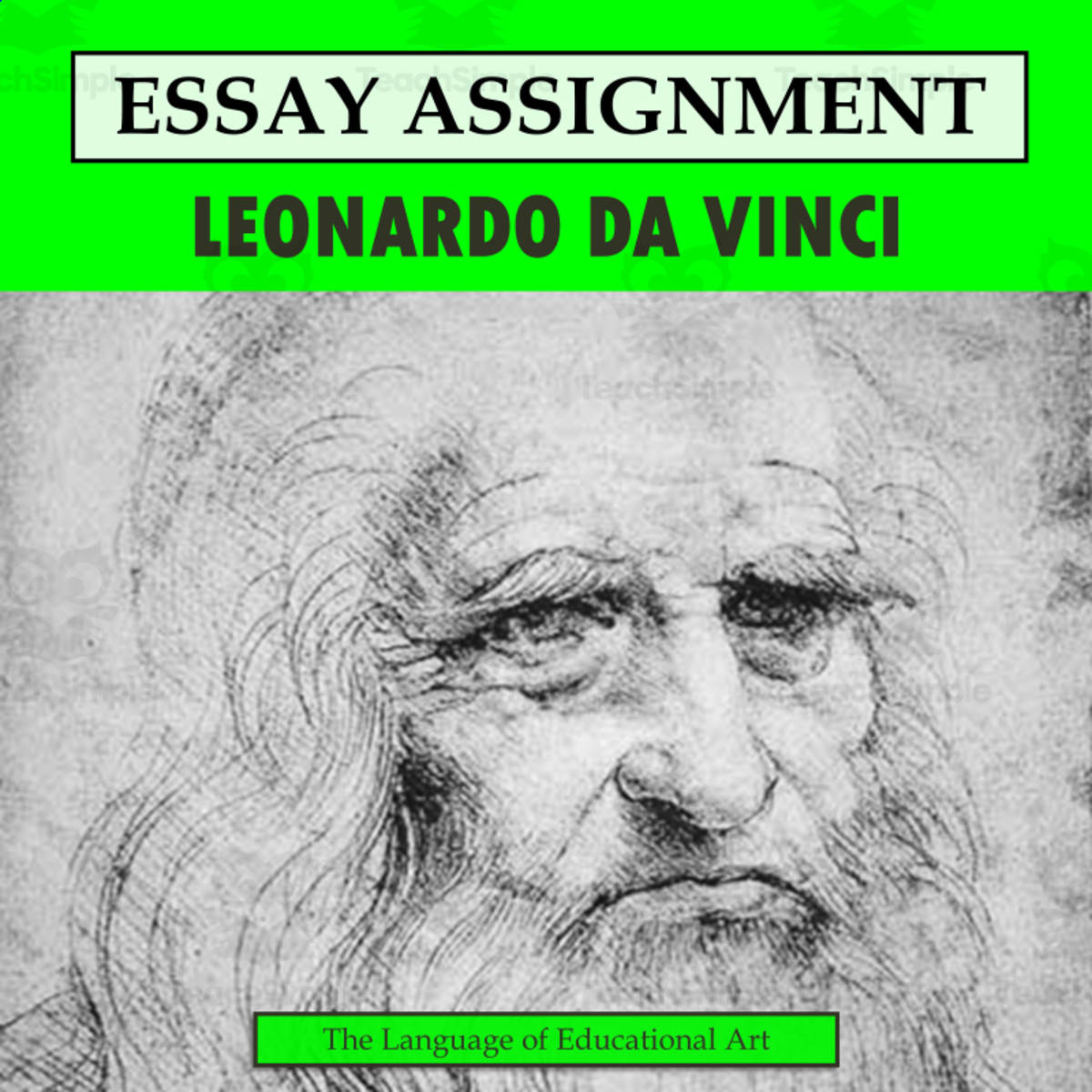 An educational teaching resource from The Language of Educational Art, LLC entitled Research Organizer & Essay Assignment: Leonardo da Vinci downloadable at Teach Simple.