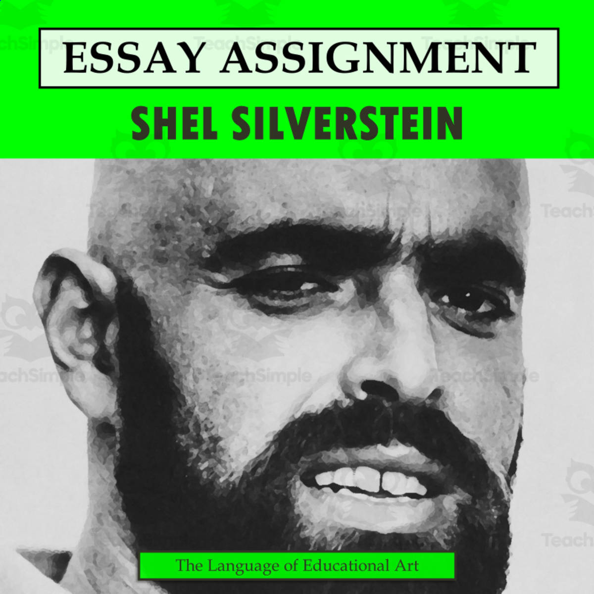 An educational teaching resource from The Language of Educational Art, LLC entitled Research Organizer & Essay Assignment: Shel Silverstein downloadable at Teach Simple.