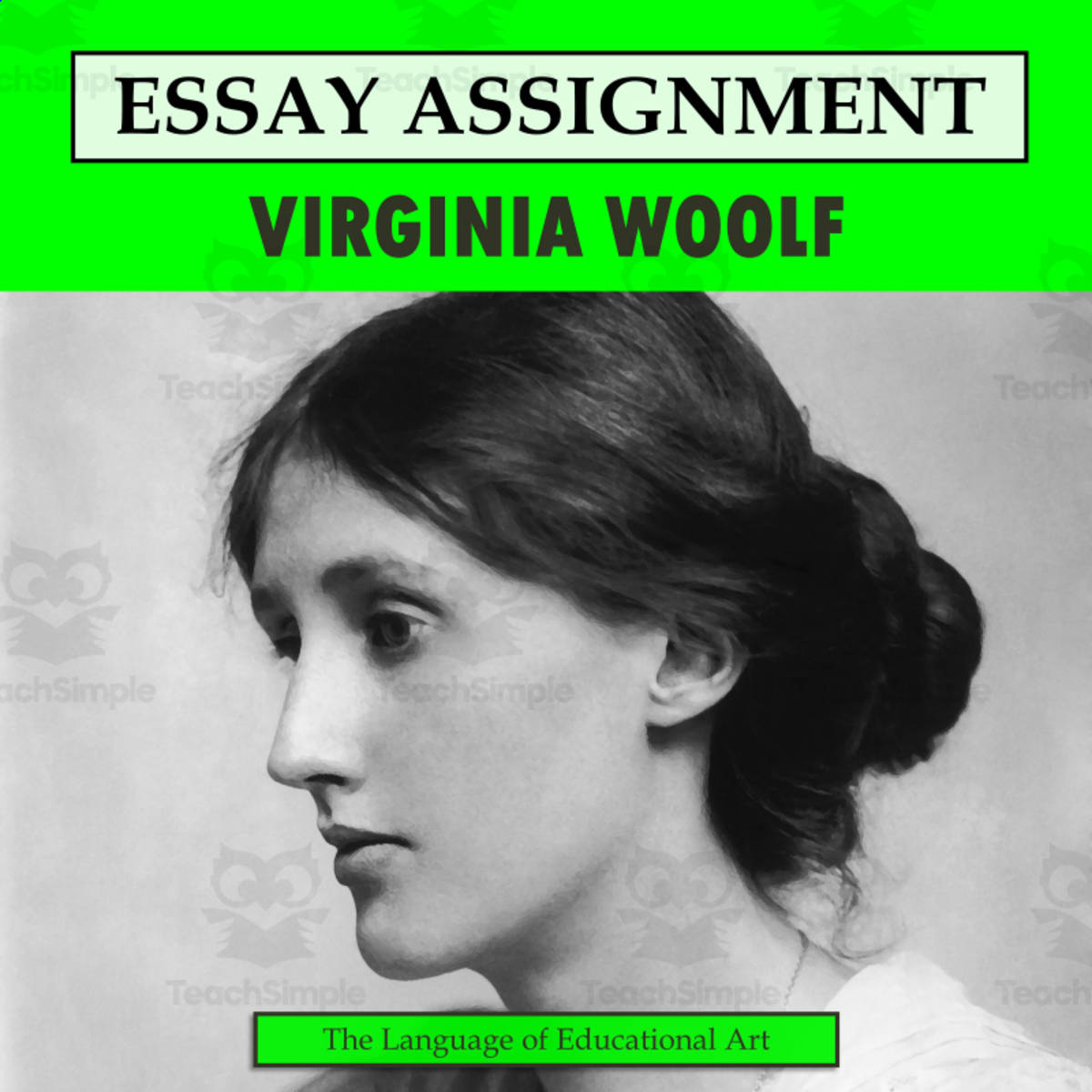 An educational teaching resource from The Language of Educational Art, LLC entitled Research Organizer & Essay Assignment: Virginia Woolf downloadable at Teach Simple.