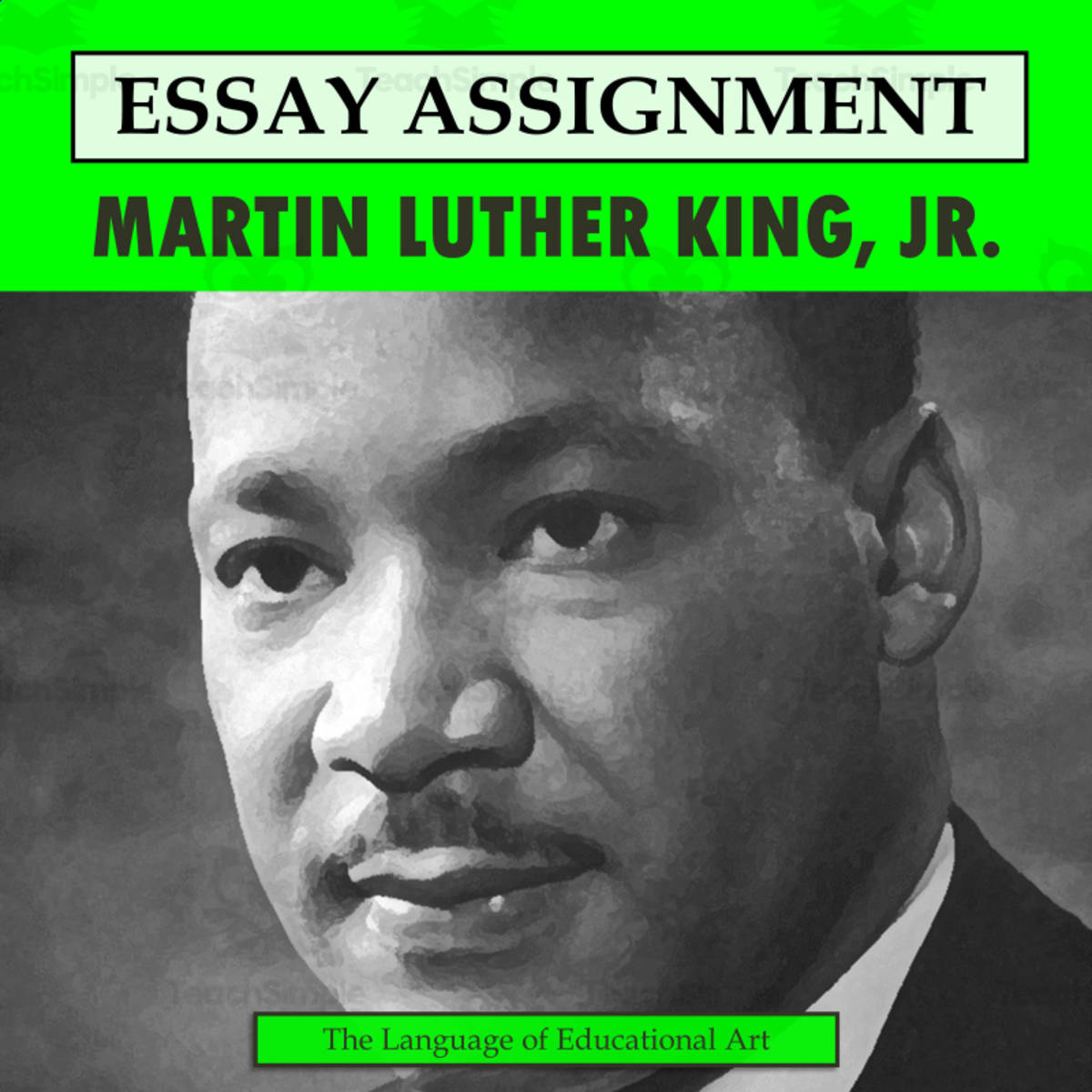 An educational teaching resource from The Language of Educational Art, LLC entitled Research Organizer & Paper — MLK Civil Rights:Martin Luther King, Jr. downloadable at Teach Simple.