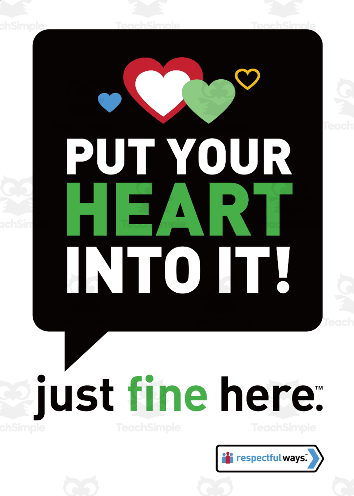 An educational teaching resource from Respectful Ways entitled Respectful Ways: Class Signs: Put Heart Into It downloadable at Teach Simple.
