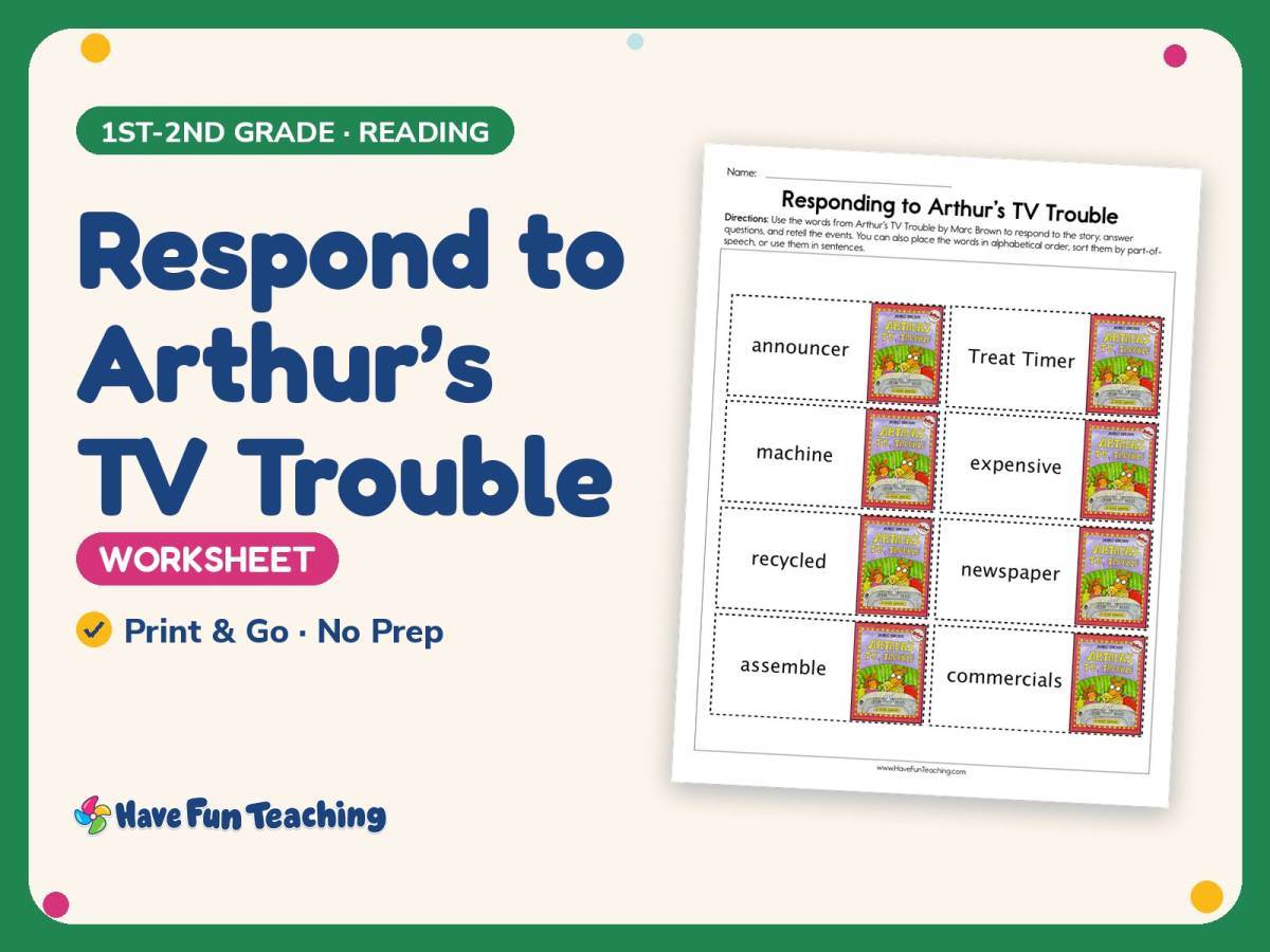 Respond to Arthur’s TV Trouble Worksheet – 1st-2nd Grade Summarizing preview