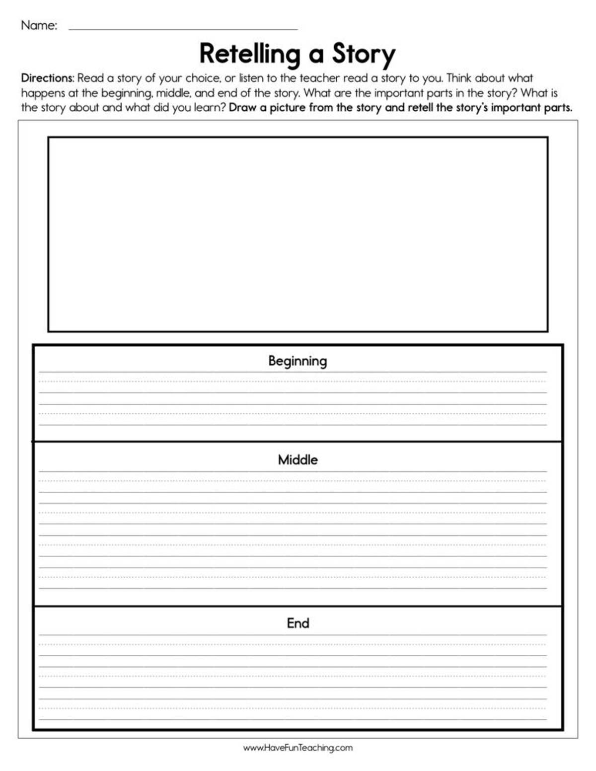 An educational teaching resource from Have Fun Teaching entitled Retelling A Story Worksheet downloadable at Teach Simple.