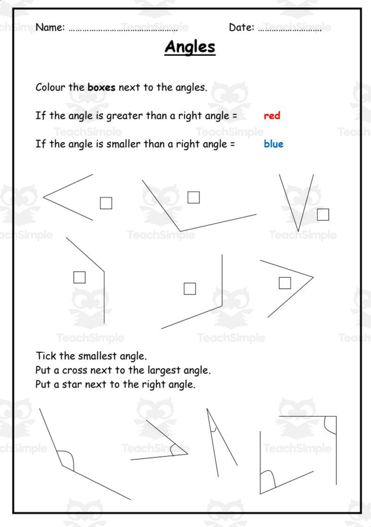 An educational teaching resource from Elementary Resources 4 U entitled Right Angles downloadable at Teach Simple.