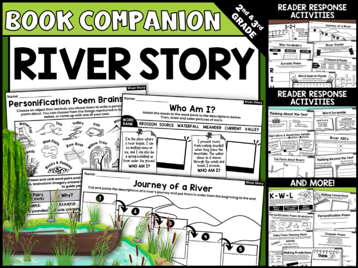An educational teaching resource from Creatively Gifted entitled River Story Interactive Read-Aloud Book Companion Activities downloadable at Teach Simple.