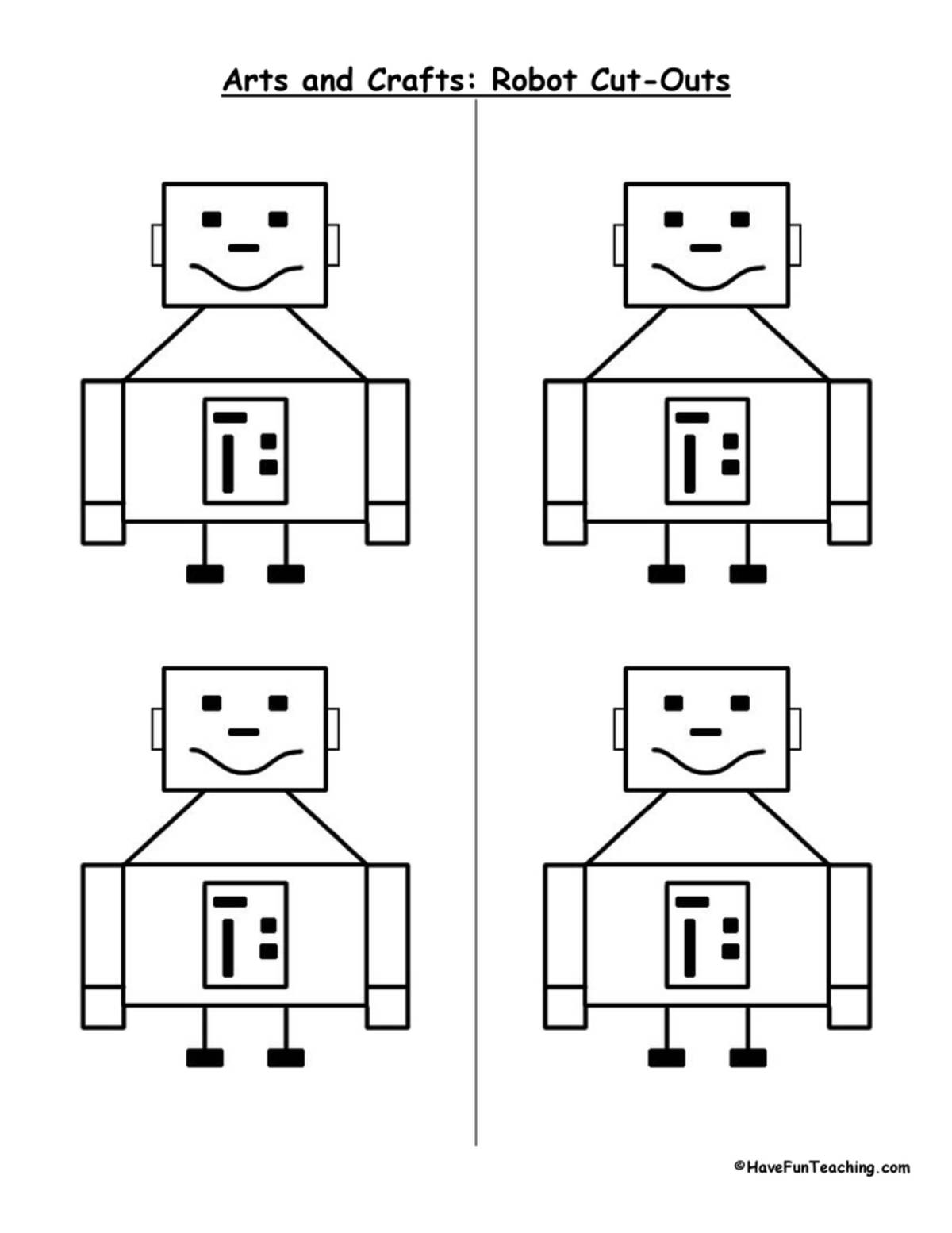 An educational teaching resource from Have Fun Teaching entitled Robot Cut Outs downloadable at Teach Simple.