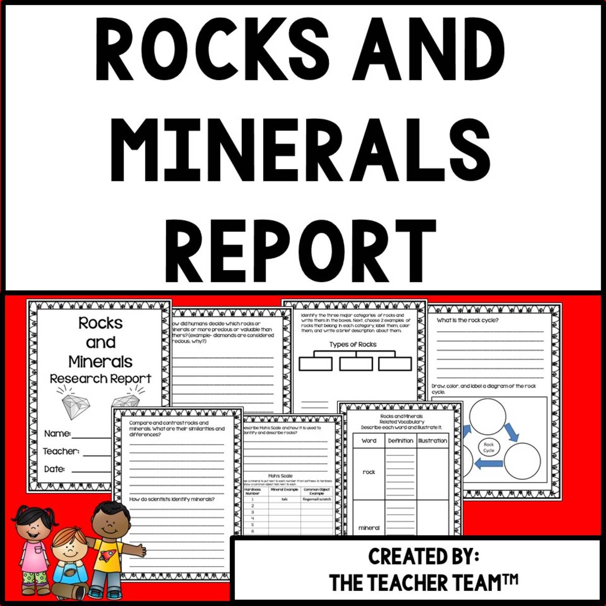 An educational teaching resource from The Teacher Team entitled Rocks and Minerals | Research Report downloadable at Teach Simple.