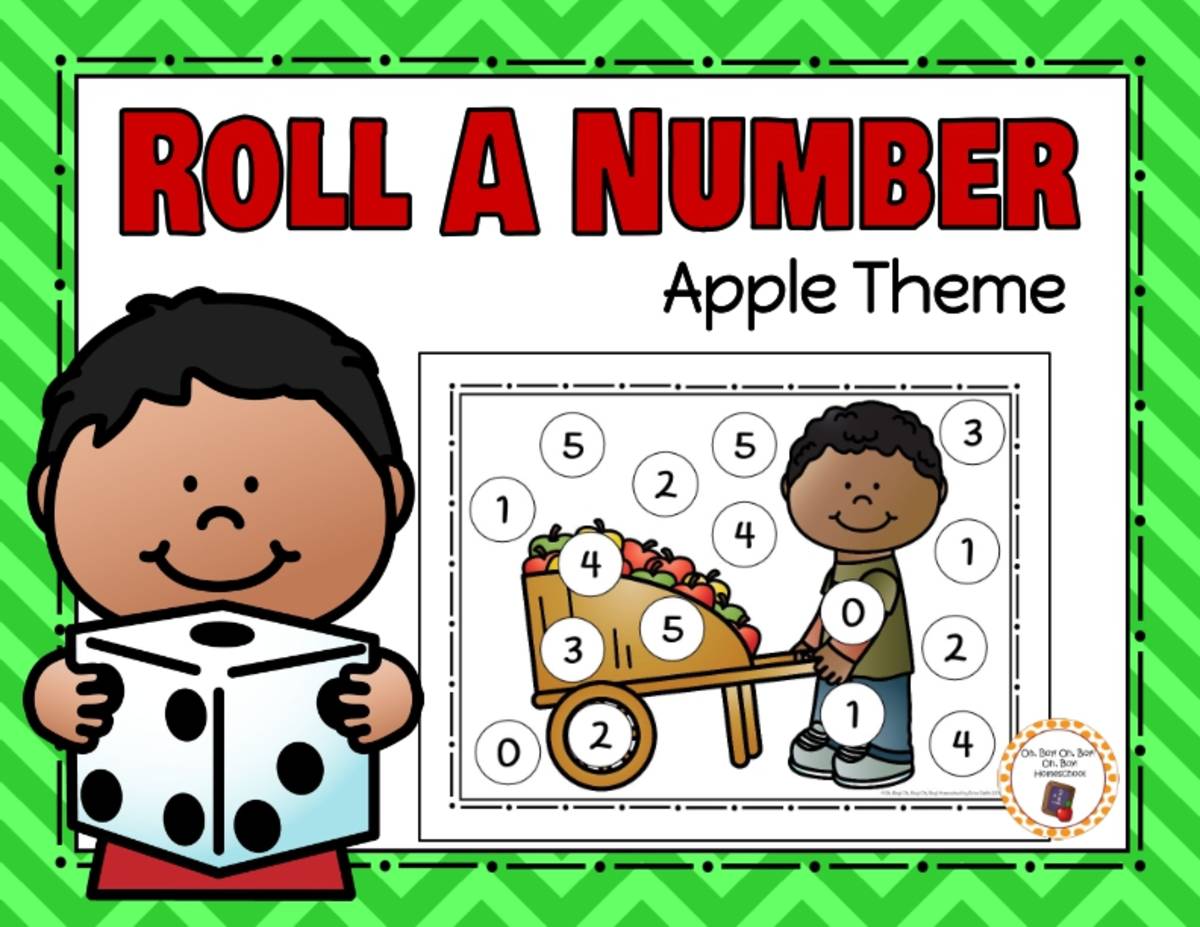 An educational teaching resource from Oh Boy Homeschool entitled Roll a Number Apple Theme downloadable at Teach Simple.