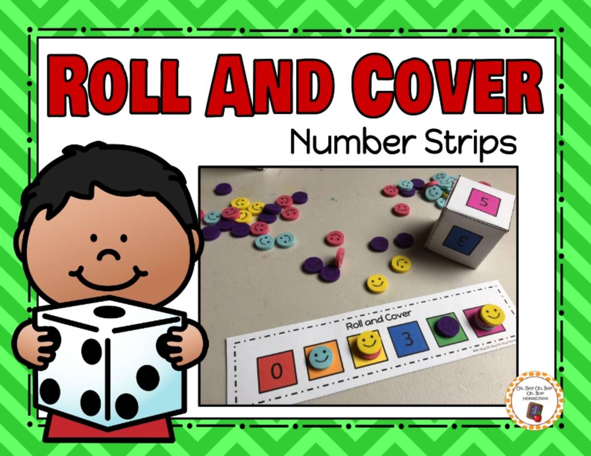 An educational teaching resource from Oh Boy Homeschool entitled Roll and Cover Number Strips Game downloadable at Teach Simple.