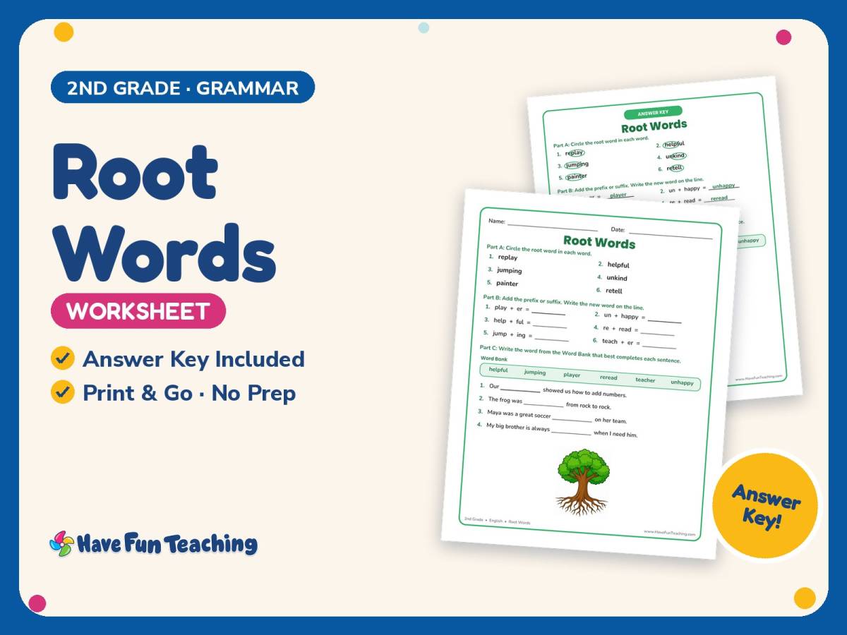 Root Words Worksheet – 2nd Grade Prefixes & Suffixes Practice preview