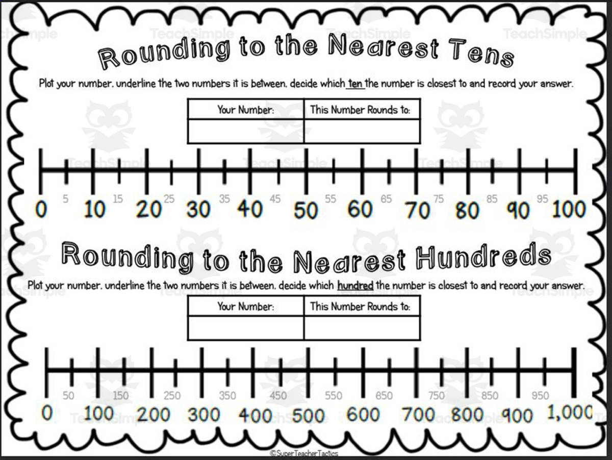 An educational teaching resource from Super Teacher Tactics entitled Rounding to 10s and 100s downloadable at Teach Simple.