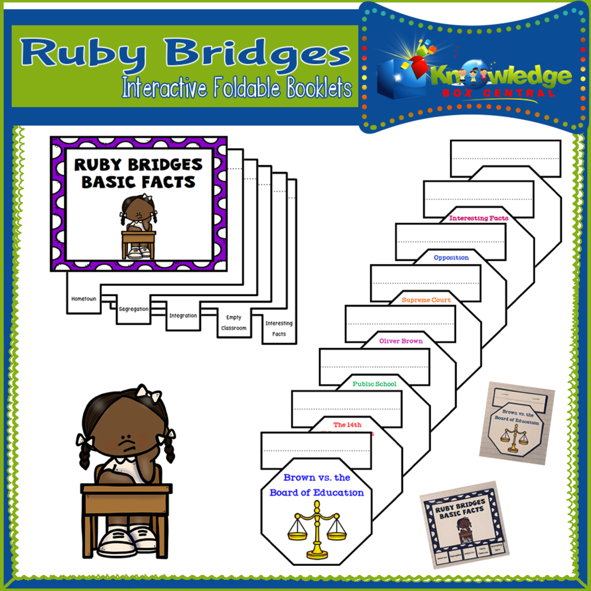 An educational teaching resource from Knowledge Box Central entitled Ruby Bridges Interactive Foldable Booklets – EBOOK downloadable at Teach Simple.