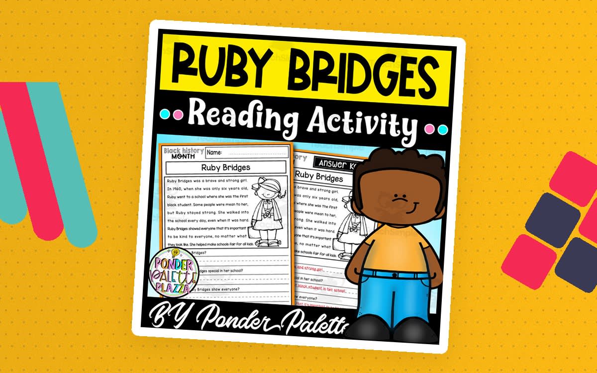 An educational teaching resource from Ponder Palette Plazza entitled Ruby Bridges Reading Activity + Answers downloadable at Teach Simple.