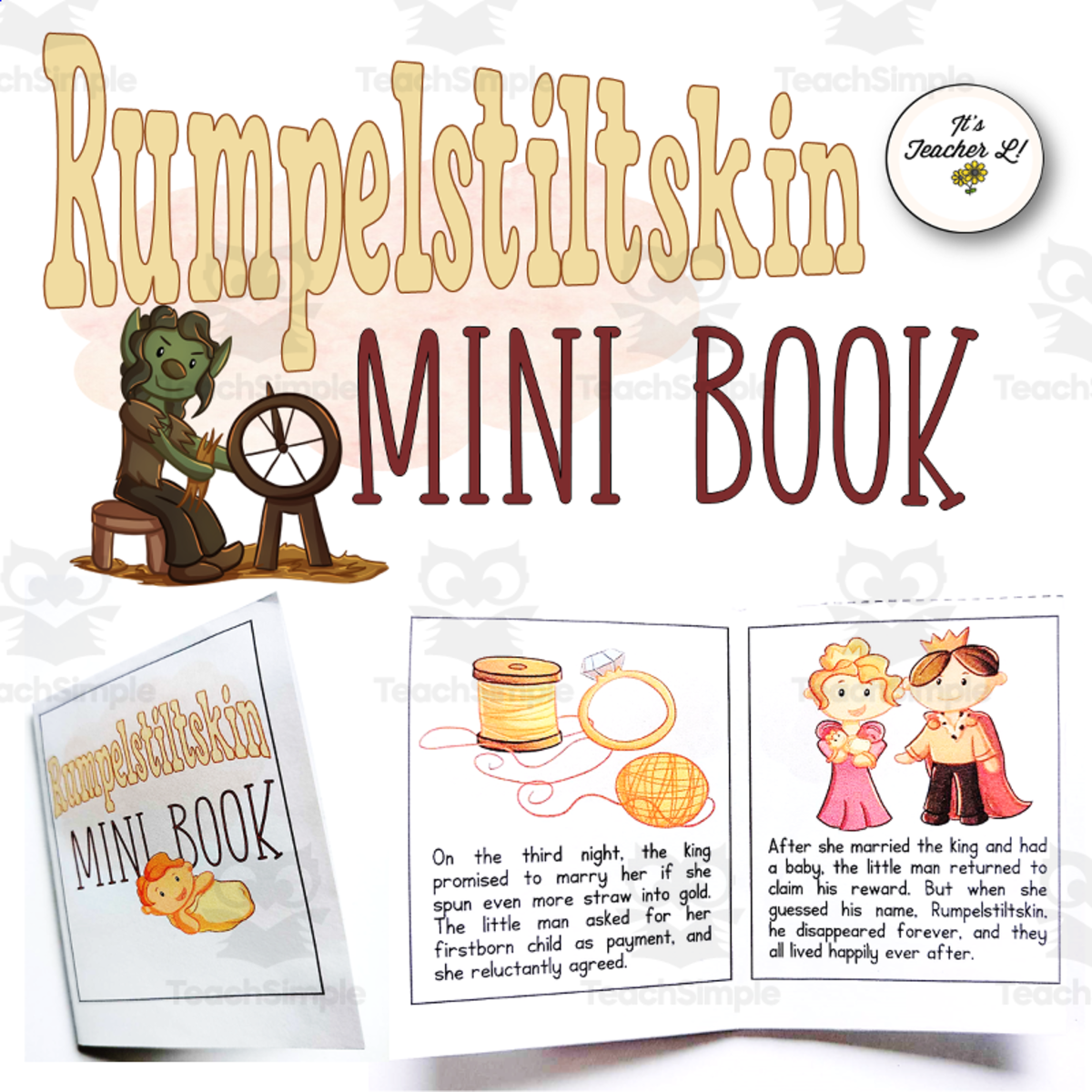 An educational teaching resource from It's Teacher L entitled Rumpelstiltskin Foldable Mini Book Set Grade 1 2 3 ELA READING downloadable at Teach Simple.