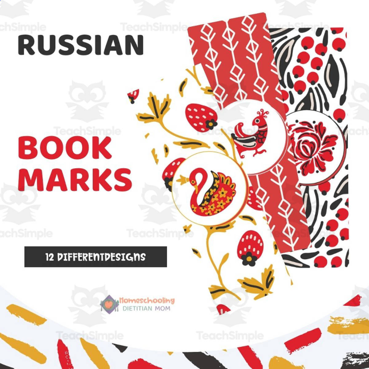 An educational teaching resource from Homeschooling Dietitian Mom entitled Russia Style Bookmarks downloadable at Teach Simple.