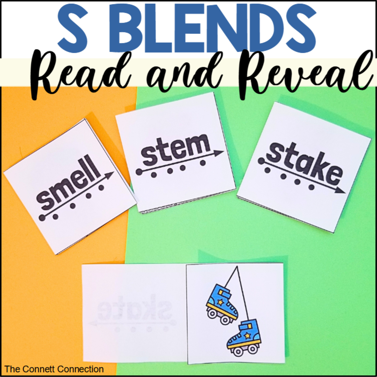 An educational teaching resource from The Connett Connection entitled S Blends Read and Reveal Blending Cards downloadable at Teach Simple.