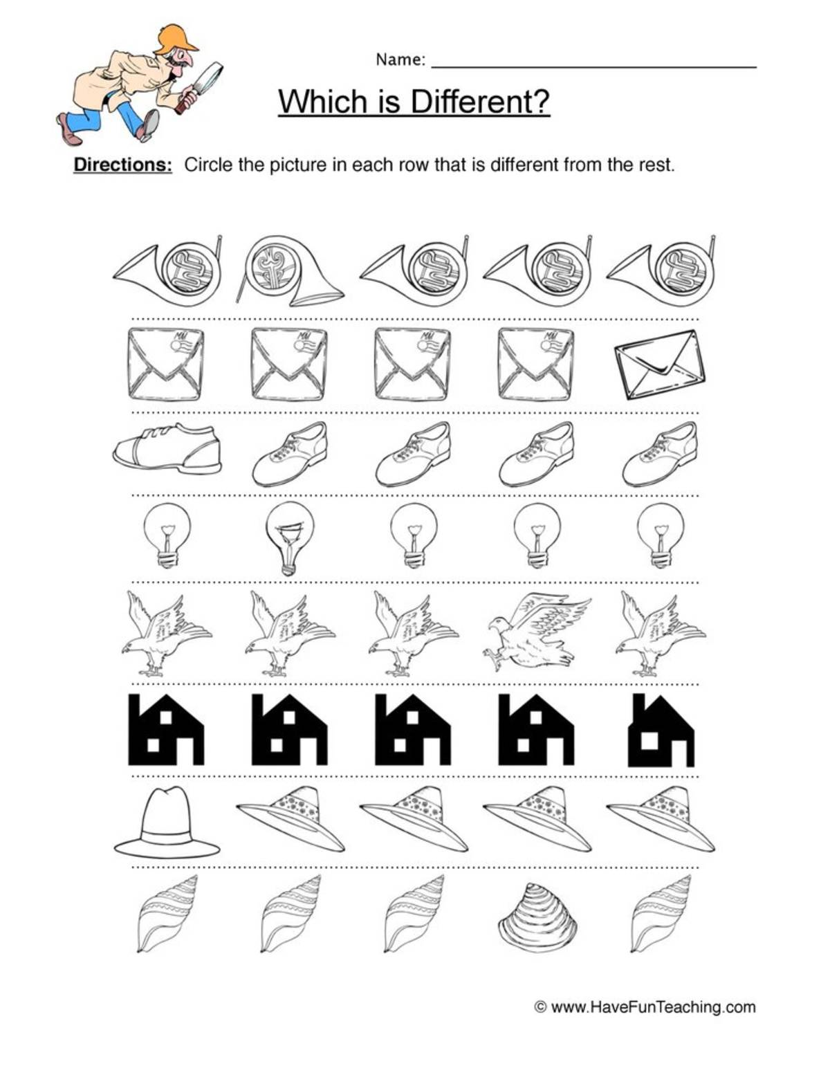 An educational teaching resource from Have Fun Teaching entitled Same Different Items Worksheet downloadable at Teach Simple.