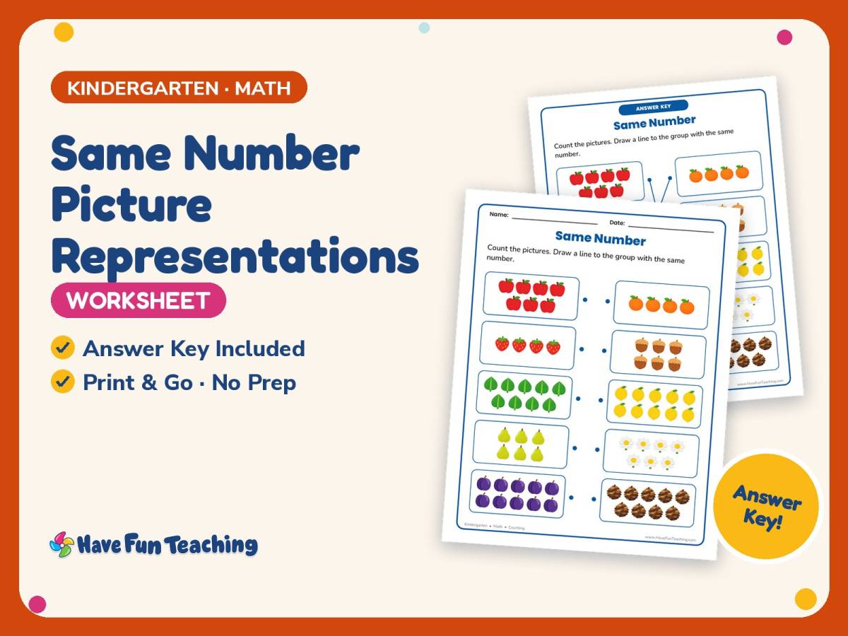 Same Number Picture Representations Worksheet – Kindergarten Counting preview