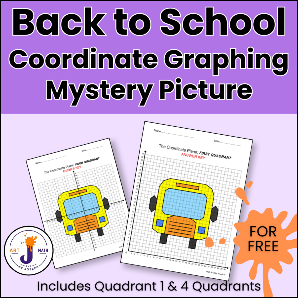 An educational teaching resource from Math & Art by Joseph entitled Sample Back to School Coordinate Graphing Mystery Picture downloadable at Teach Simple.