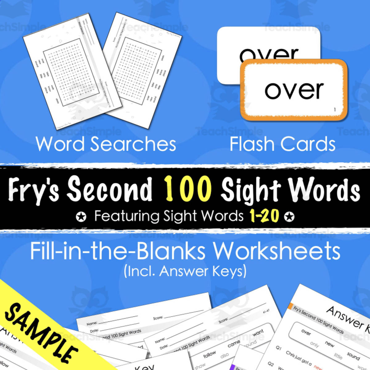 An educational teaching resource from Tom's Talk entitled SAMPLE Fry's Second 100 Sight Words Fill-in-the-Blanks downloadable at Teach Simple.