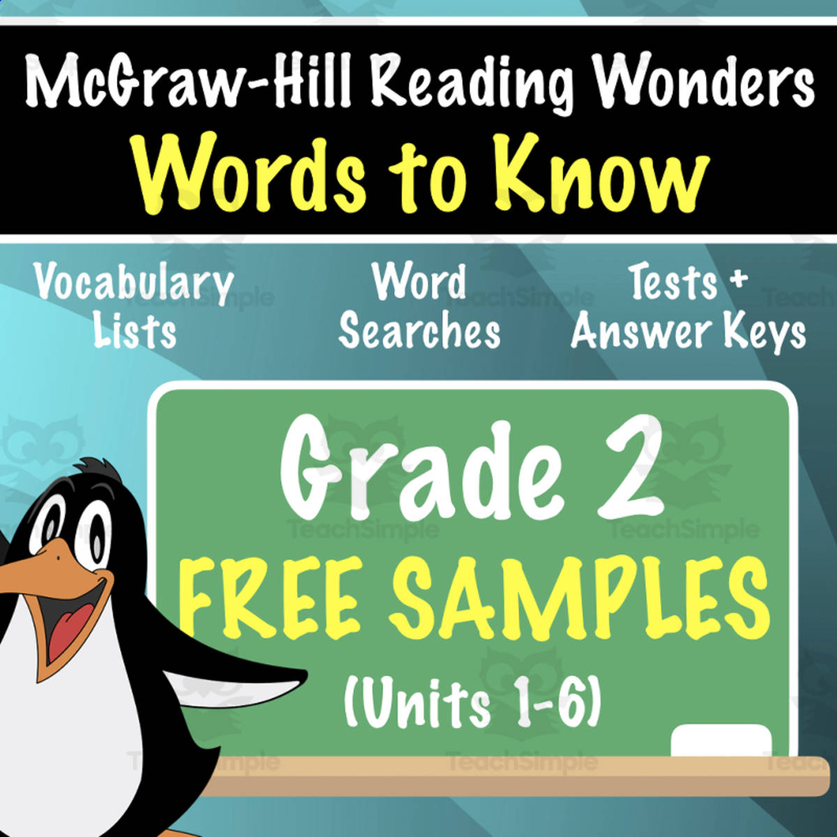 An educational teaching resource from Tom's Talk entitled SAMPLE Grade 2 Vocabulary (McGraw-Hill Wonders) Week 1 of Units 1-6 downloadable at Teach Simple.