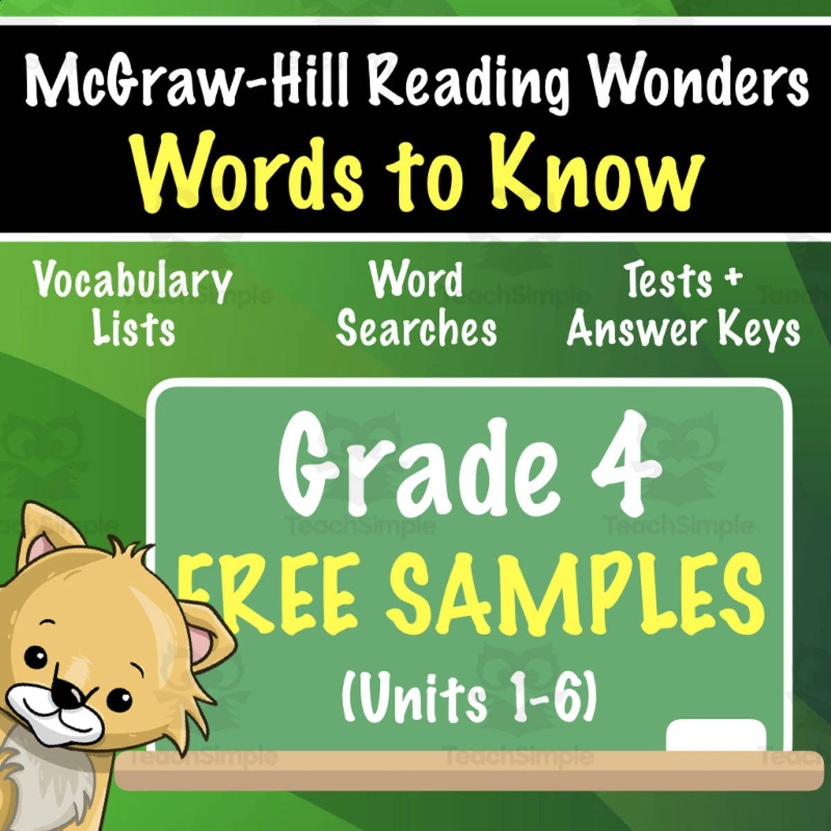 An educational teaching resource from Tom's Talk entitled SAMPLE Grade 4 Vocabulary (McGraw-Hill Wonders) Week 1 of Units 1-6 downloadable at Teach Simple.