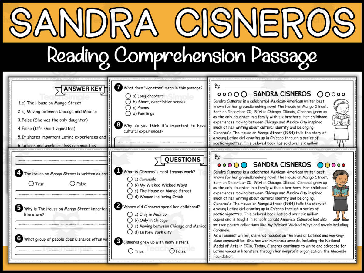 An educational teaching resource from Wonderland School entitled Sandra Cisneros Reading Comprehension Passage and Questions downloadable at Teach Simple.
