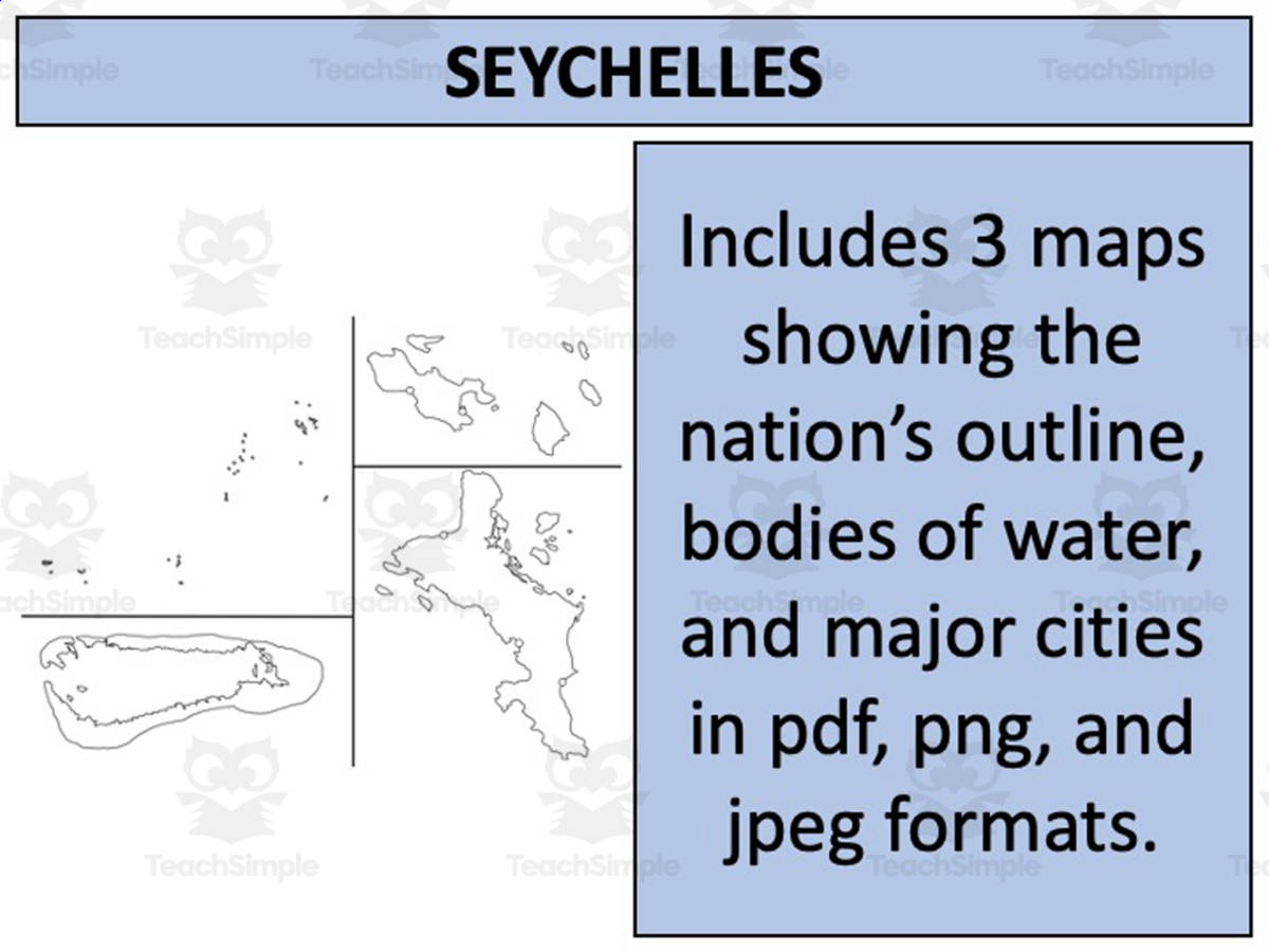 An educational teaching resource from Mr Gray History entitled Saychelles Map Resources downloadable at Teach Simple.