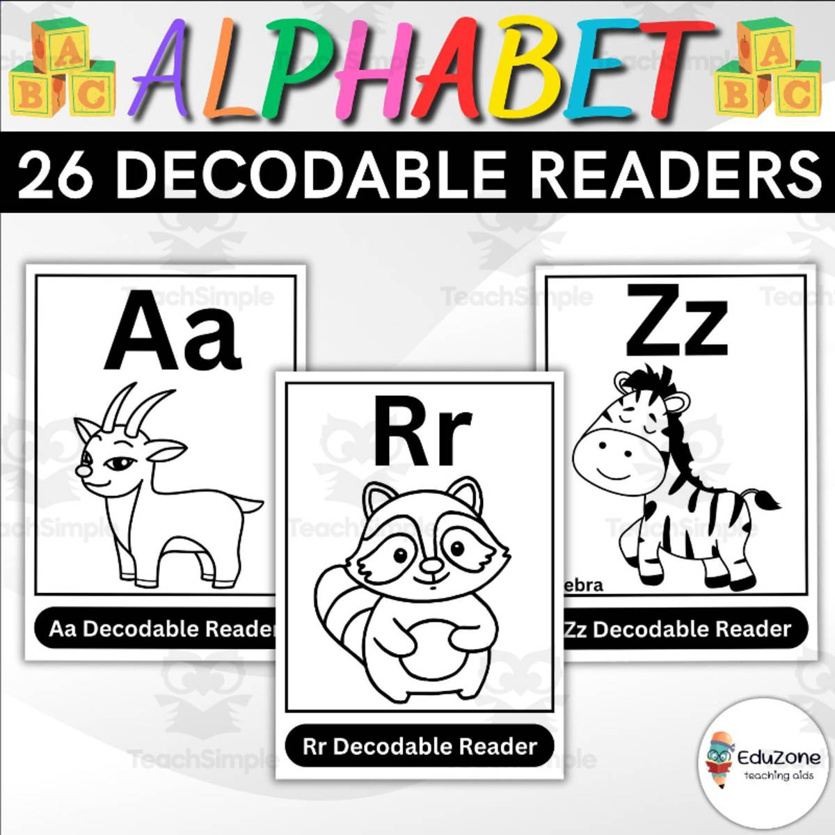 An educational teaching resource from Style Your Classroom entitled Science-Based 26 Alphabet Phonics Readers for Emergent downloadable at Teach Simple.