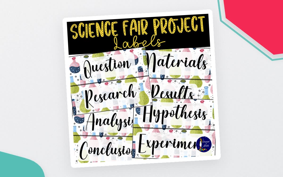 An educational teaching resource from Soumara Siddiqui entitled Science Fair Project Labels – 10-Label Display Set downloadable at Teach Simple.
