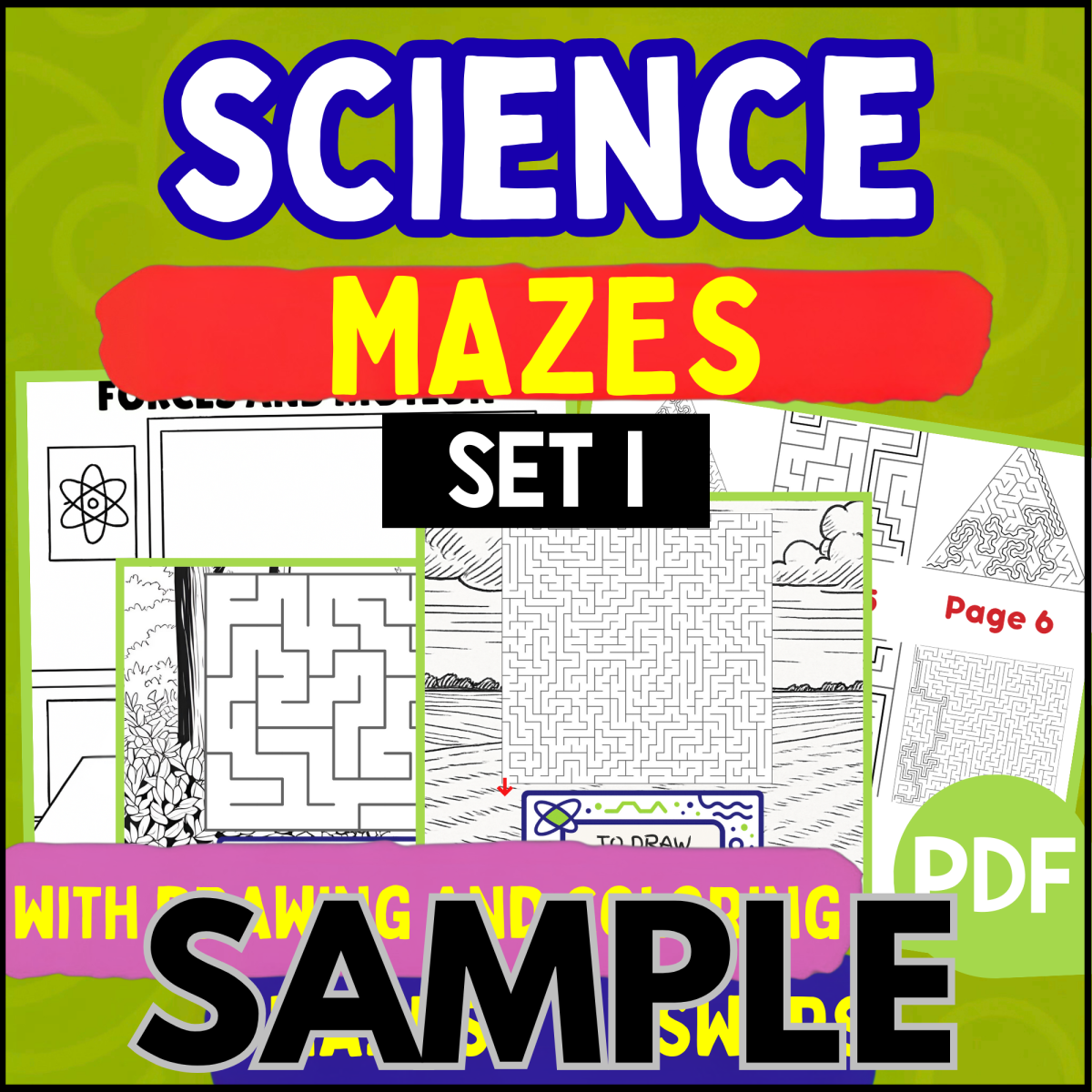 An educational teaching resource from Cored Education entitled Science Mazes - Set 1: 1 Page Sample (PDF) downloadable at Teach Simple.
