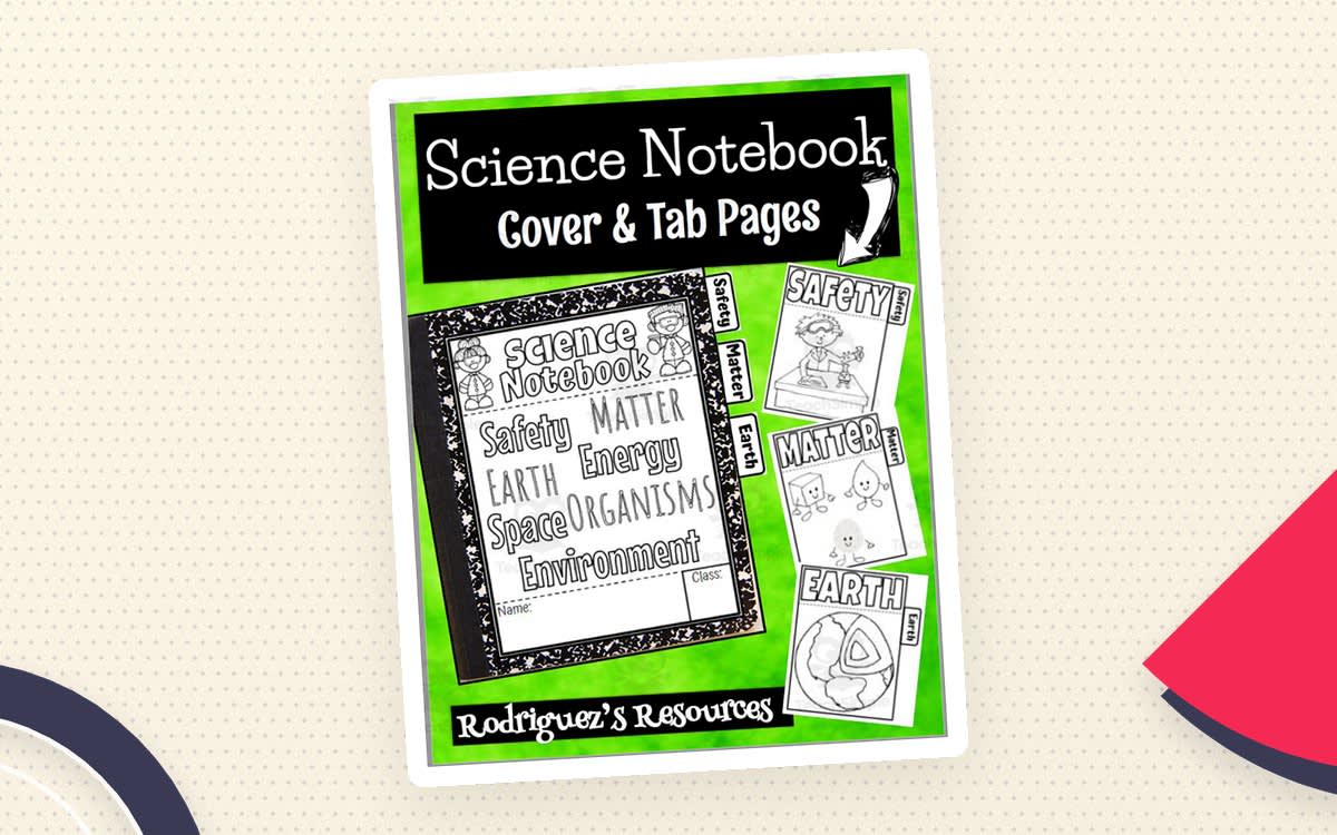 An educational teaching resource from Rodriguez's Resources entitled Science Notebook Cover and Tab Pages – Binder Set downloadable at Teach Simple.