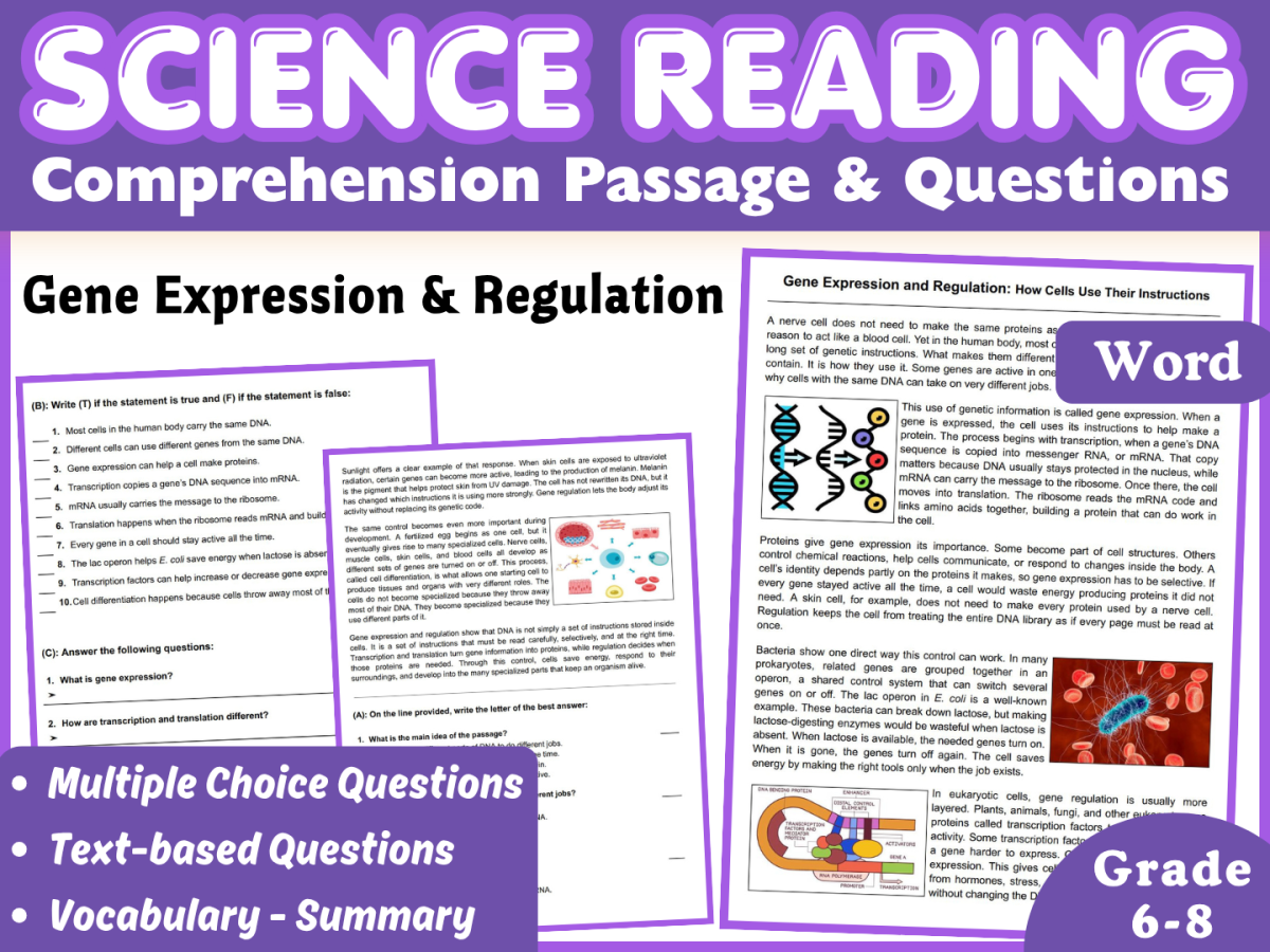 Science Reading Comprehension Passage: Gene Expression (Word) preview