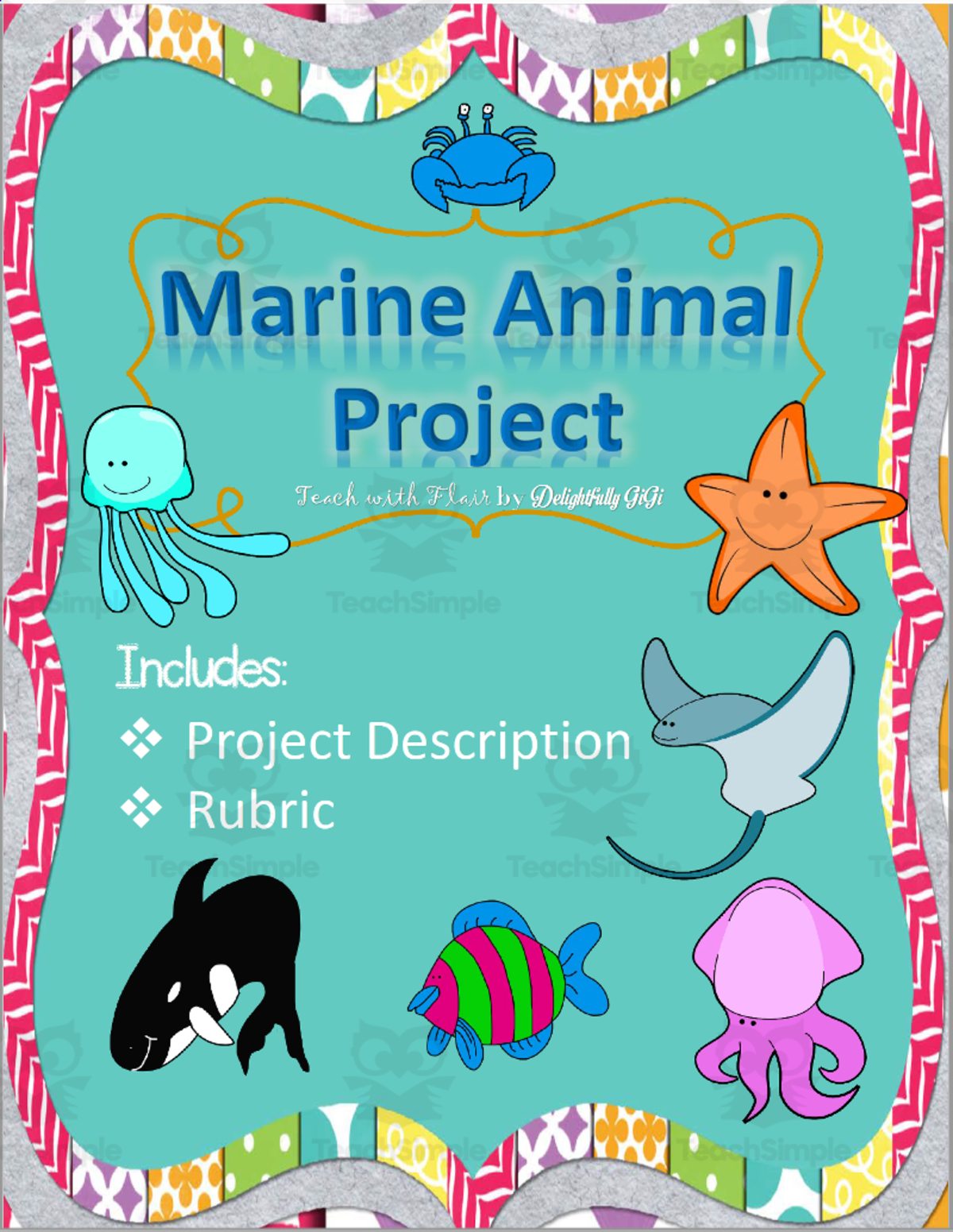 An educational teaching resource from FlairSquare Educational Resources entitled Science Reading Comprehension Project: Marine Animal downloadable at Teach Simple.