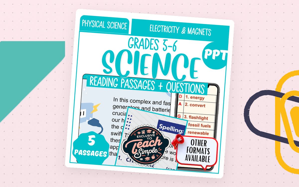 An educational teaching resource from Cored Education entitled Science Reading Passages on Electricity and Magnets (PPT) downloadable at Teach Simple.
