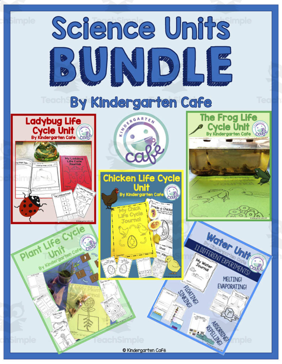An educational teaching resource from Kindergarten Cafe entitled Science Units Bundle | Readers, Journals & Activities downloadable at Teach Simple.