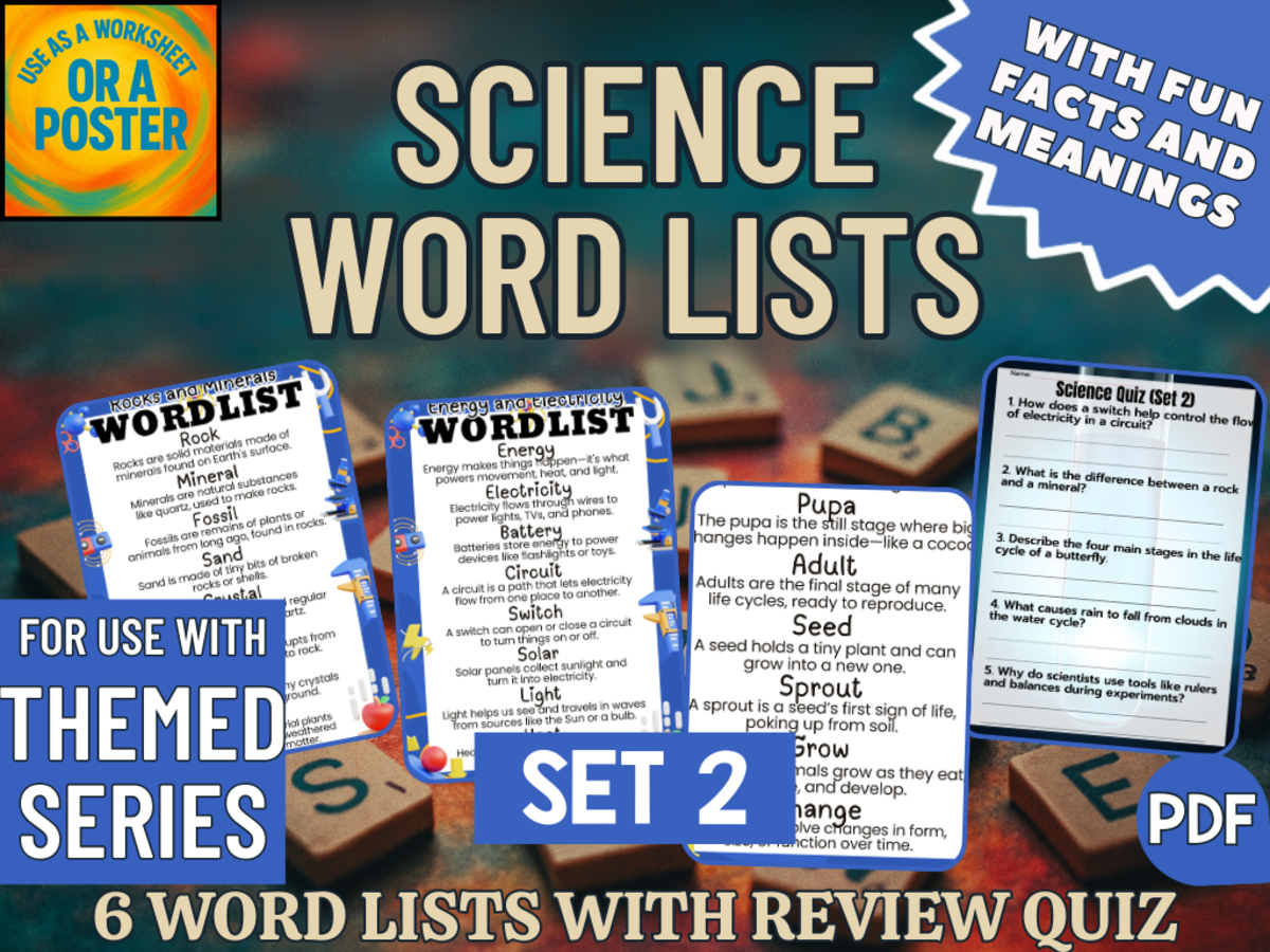 An educational teaching resource from Cored Education entitled Science Word List Posters - Set 2 (PDF) downloadable at Teach Simple.
